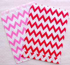 Party Favor Bag / Colored Paper Treat Bags / Candy Bags / Bakery Bag / Gift Wrapping Bag (13cm x 17cm / 11pcs / CHEVRON / Assorted Mix) S318