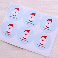 CLEARANCE Santa Claus Stickers / Merry Christmas and Happy New Year Sticker (12pcs) Christmas Party Supplies Card Making Decoration Embellishment S326