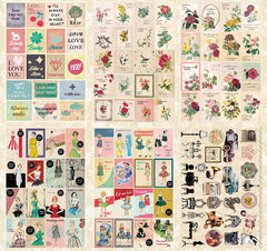 Multipurpose Photograph Stickers / Iconic Deco Pack by Bentoy (24 sheets / 300-400pcs) Nostalgia Antique Vintage Home Decor Diary Deco S356