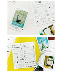 Photo Deco Sticker Ver. 3 (6 Sheets / Bubble Speech, Ribbon Banner, etc) Photo Decoration Photograph Embellishmet Diary Scrapbooking S388