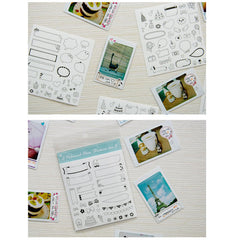 Photo Deco Sticker Ver. 3 (6 Sheets / Bubble Speech, Ribbon Banner, etc) Photo Decoration Photograph Embellishmet Diary Scrapbooking S388