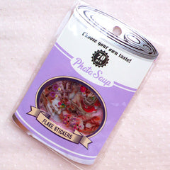 Kitty Sticker Flakes / Photo Soup PVC Stickers / Kawaii Flake Stickers / Clear Deco Sticker (Around 70pcs) Cute Resin Cabochon Making S405