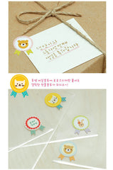 Animal Badge Stickers from Korea / Kawaii Rabbit Bear Seal Stickers (2 Sheets) Etsy Product Packaging Supplies Cute Favor Decoration S416