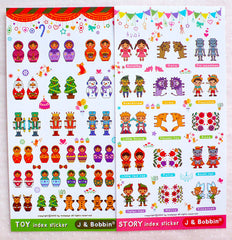 CLEARANCE Antique Toy & Fairytale Stickers (2 Sheets / Russian Doll Christmas King Soldier Fairy Tale Children Novel Characters) Planner Stickers S417