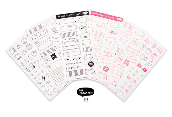 CLEARANCE Photo Film Deco Stickers Ver. 3 for for INSTAX MINI (6 Sheets / Bubble Speech, Ribbon Banner, etc) Photograph Embellishmet Collage S419