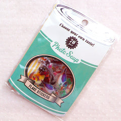 Farm Animal Sticker Flakes / Photo Soup Deco Stickers / PVC Flake Stickers / Clear Seal Sticker (Around 70pcs) Gift Packaging Supplies S404