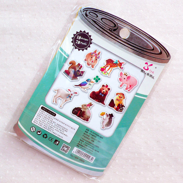 Farm Animal Sticker Flakes / Photo Soup Deco Stickers / PVC Flake Stickers / Clear Seal Sticker (Around 70pcs) Gift Packaging Supplies S404