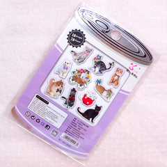 Kitty Sticker Flakes / Photo Soup PVC Stickers / Kawaii Flake Stickers / Clear Deco Sticker (Around 70pcs) Cute Resin Cabochon Making S405