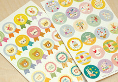 Animal Badge Stickers from Korea / Kawaii Rabbit Bear Seal Stickers (2 Sheets) Etsy Product Packaging Supplies Cute Favor Decoration S416