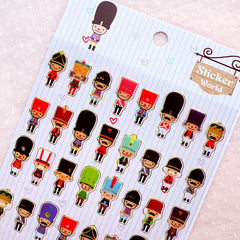 Queen's Guard Stickers with Gold Foil / King's Life Guard British Army Stickers / United Kingdom UK England London Stickers (1 Sheet ) S420