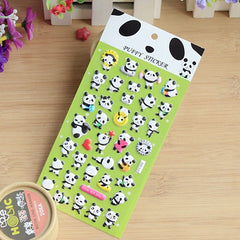 Panda Puffy Stickers / Kawaii Deco Sticker (1 Sheet) Cute Animal Scrapbook Diary Planner Calendar Filofax Card Making Embellishment S424