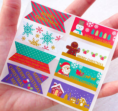 Assorted Christmas Deco Stickers / Colorful Merry Christmas Stickers (1 Sheet / 8pcs) Party Supplies Favor Packaging Present Decoration S426