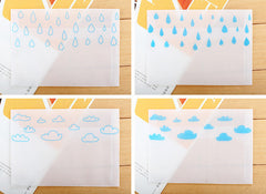 CLEARANCE Cute Glassine Envelopes with Cloud & Raindrop Pattern / Kawaii Waxed Paper Envelope (4pcs / 17.5cm x 12.5cm / 6.88" x 4.92" / Blue) S432