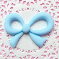 Decoden Ribbon Cabochon / Cute Resin Cabochon (47mm x 32mm / Pastel Blue / Flatback) Kawaii Fairy Kei Phone Case Deco Embellishment CAB141