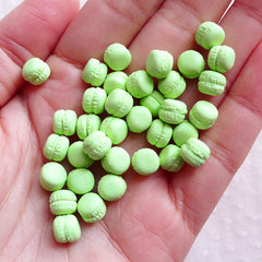 French Macaron Cabochon Polymer Clay Macaroon (4pcs / 7mm x 6mm / Pastel Green Pistachio) Miniature Food Dollhouse Sweets Decoden FCAB448