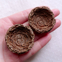 Miniature Bird Nest Cabochons / Dollhouse Easter Egg Basket Blanks (2pcs / 37mm x 14mm / 3D) Easter Decoration Doll House Craft CAB563