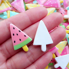 Watermelon Ice Cream Bar Cabochon / Fruit Popsicle (3pcs by Random / 18mm x 29mm / Pastel Color Mix) Cute Scrapbook Mixed Media Art FCAB453