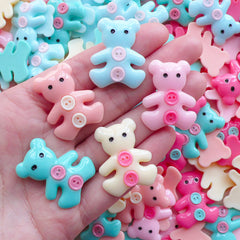 Pastel Bear Cabochons Kawaii Animal Cabochon (3pcs by Random / 24mm x 29mm) Cute Baby Shower Decor Table Scatter Decora Kei Decoden CAB565