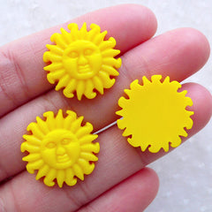 Resin Cabochon / Sun Face Cabochons (3pcs / 20mm / Flatback) Hair Bow Center Scrapbook Beach Embellishment Small Trinkets Card Making CAB575