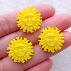 Resin Cabochon / Sun Face Cabochons (3pcs / 20mm / Flatback) Hair Bow Center Scrapbook Beach Embellishment Small Trinkets Card Making CAB575