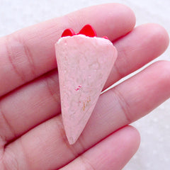 Dollhouse Dessert Cabochon / Miniature Ice Cream Crepe Cone Cabochon in 3D (Strawberry / 19mm x 39mm) Decoden Supplies Sweets Deco FCAB468