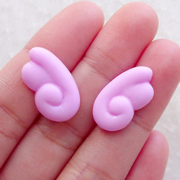 Kawaii Goth Angel Wings Cabochon (1 Pair / 20mm x 12mm / Pastel Purple) Fairy Kei Earrings Gothic Lolita Jewelry Cute Decoden Pieces CAB593