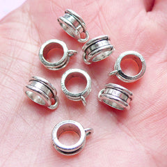CLEARANCE Charm Hanger Ring Beads Dangle Charms Slider Spacer (8pcs) (8mm x 10mm / Tibetan Silver) Pendant Bracelet Earrings Keychains CHM248