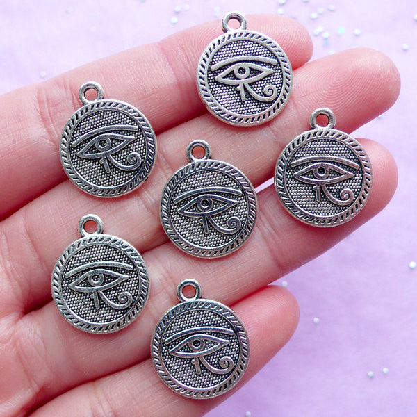 CLEARANCE Evil Eye Tag Charm (6pcs / 15mm x 18mm / Tibetan Silver / 2 Sided) Ayin Harsha Nazar Boncugu Spiritual Jewelry Protective Charm CHM1986