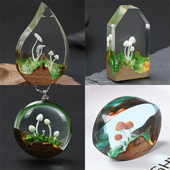 Miniature Terrarium Mushroom | 3D Fairy Garden Plant | Resin Inclusion | Resin Jewelry Supplies (2 pcs / 10mm x 20mm)