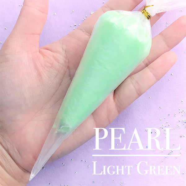 Decoden Whip Cream with Pearl Effect | Pearlescence Deco Cream | Kawaii Miniature Sweet Craft | Phone Case Decoration (50g / Light Green)
