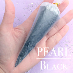 Black Deco Cream with Pearl Effect | Faux Frosting for Fake Food Craft | Pearlescence Whip Cream | Kawaii Decoden Supplies (50g / Black)