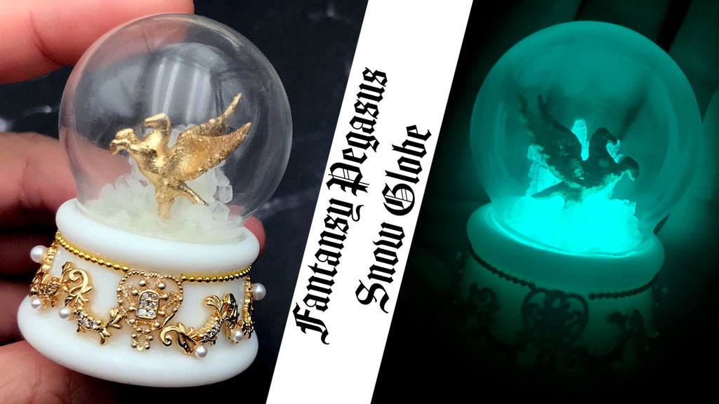 Fantasy Pegasus Snow Globe That Glows At Night | Miniature Baroque Snowglobe DIY