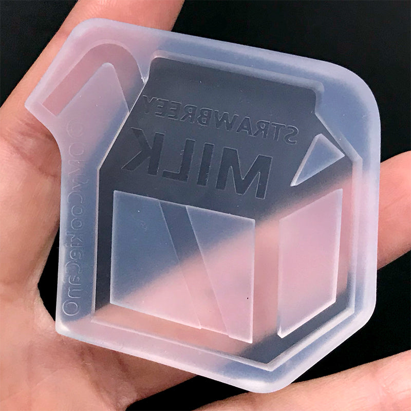 Strawberry Milk Carton Shaker Mould Kawaii Resin Shaker Charm Mold