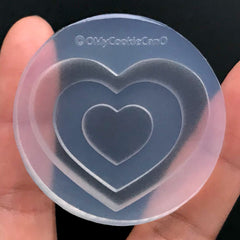 Double Heart Shaker Charm Silicone Mold | Kawaii Decoden Cabochon DIY | UV Resin Soft Mould | Cute Accessories Making (39mm x 34mm)