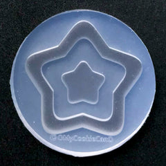 Double Star Resin Shaker Charm Silicone Mould | Kawaii UV Resin Soft Mold | Cute Decoden Cabochon Making (38mm x 36mm)