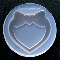 Kawaii Heart with Ribbon Shaker Charm Silicone Mold | Kawaii Cabochon Making | Cute Resin Craft Supplies (38mm x 38mm)