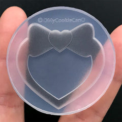 Kawaii Heart with Ribbon Shaker Charm Silicone Mold | Kawaii Cabochon Making | Cute Resin Craft Supplies (38mm x 38mm)