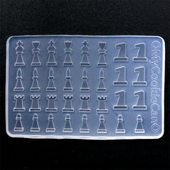 Small Chess Piece Silicone Mold (32 Cavity) | Board Game King Queen Bishop Knight Rook Pawn Mould | UV Resin Soft Mould | Resin Inclusions DIY