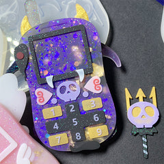 Kawaii Goth Cellphone Silicone Mold | Cute Devil Phone Cabochon Mould | Decoden Resin Embellishments DIY