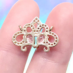 Rhinestone Crown Shaped Connector Pendant | Luxury Charm | Bling Bling Jewelry Supplies (1 piece / Gold / 19mm x 15mm)