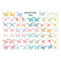 Colorful Butterfly Shrink Plastic Sheet | Ready to Use Shrinkable Plastic Film with Pre-printed Designs | Kawaii Nail Art (1 Sheet / Translucent)