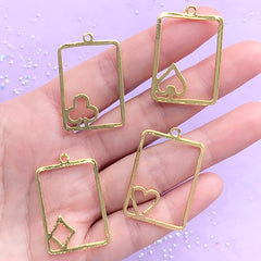 Playing Card Open Bezels | Poker Deco Frame for UV Resin Filling | Alice in Wonderland Jewelry Making (4 pcs / Gold / 22mm x 34mm)