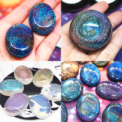 Unsinkable Glitter Powder for Resin Galaxy Jewelry Making | Iridescent Floating Glitter | Resin Craft Supplies (Blue)