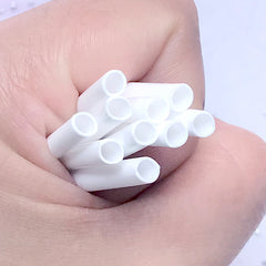 Small White Straw | Miniature Bubble Tea DIY | Doll House Drink Making | Mini Food Craft Supplies (10 pcs / 35mm / White)