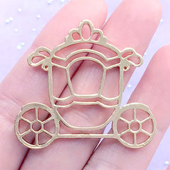 Carriage Open Bezel Charm for UV Resin Filling | Fairytale Deco Frame | Kawaii Princess Jewelry Supplies (1 piece / Gold / 40mm x 36mm)
