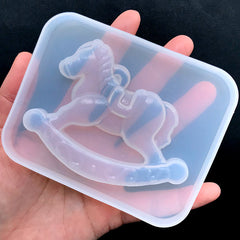Large Rocking Horse Silicone Mold | Kawaii Embellishment Mold | Clear Soft Flexible Mold for UV Resin Art (90mm x 69mm)