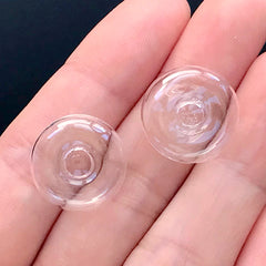 17mm Flat Round Glass Bubble | Glass Vial Stud Earrings DIY | Jewelry Findings (2 pcs / 17mm x 7mm)