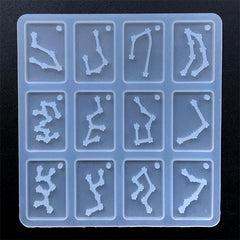 Rectangular Constellation Charm Silicone Mold (12 Cavity) | Astrology Horoscope Mould | Resin Jewelry DIY (18mm x 28mm)