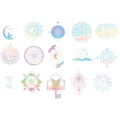 Holographic Magic Circle Stickers | Holo Magic World Sticker | Mahou Kei Sticker | Magical Girl Embellishments for Resin Art (45 pcs)