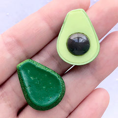 Avocado Cabochons | Fake Food Resin Cabochon | Decoden Phone Case Supplies | Kawaii Jewelry Making (2 pcs / 19mm x 25mm)